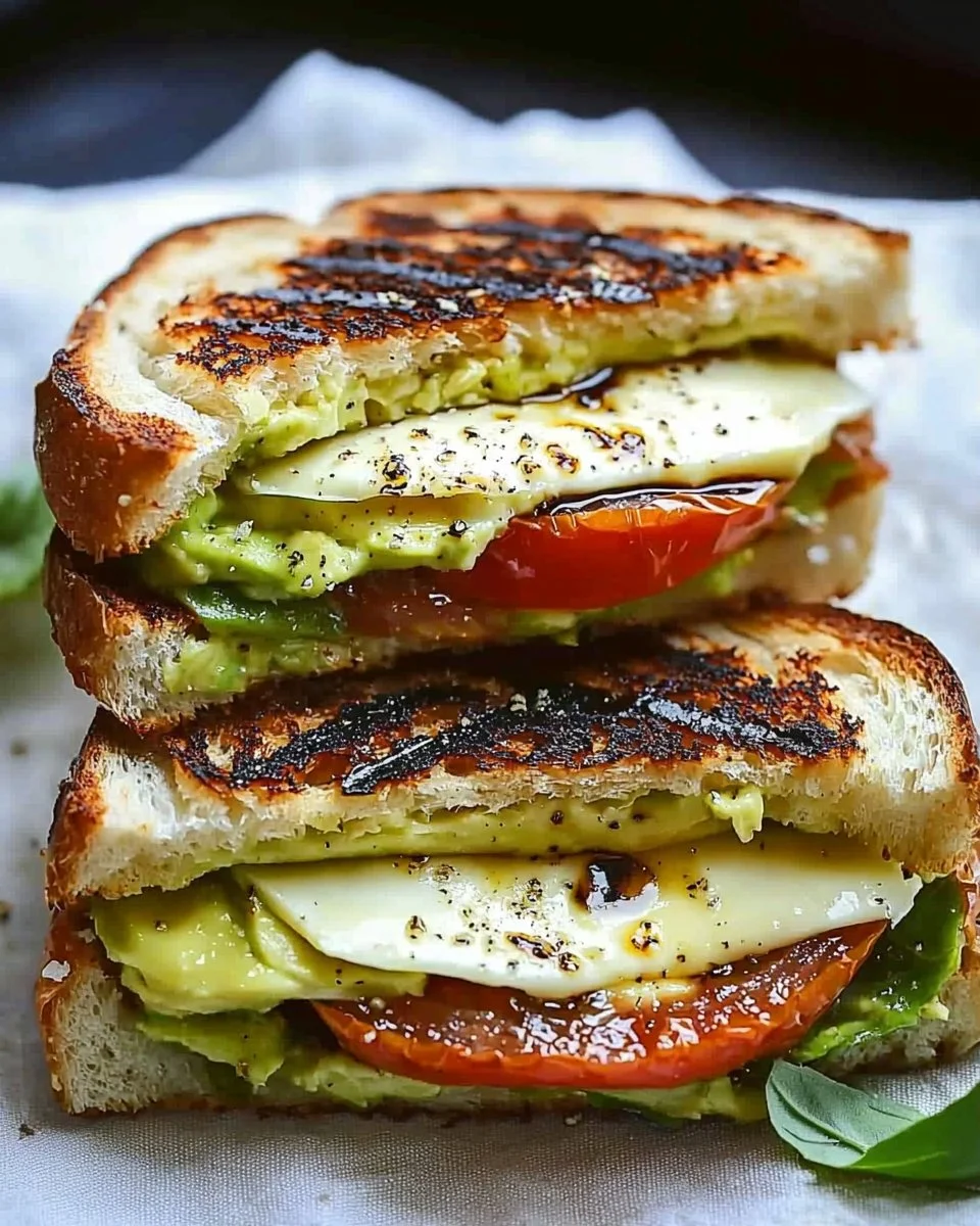 Avocado, Mozzarella, and Tomato Grilled Cheese