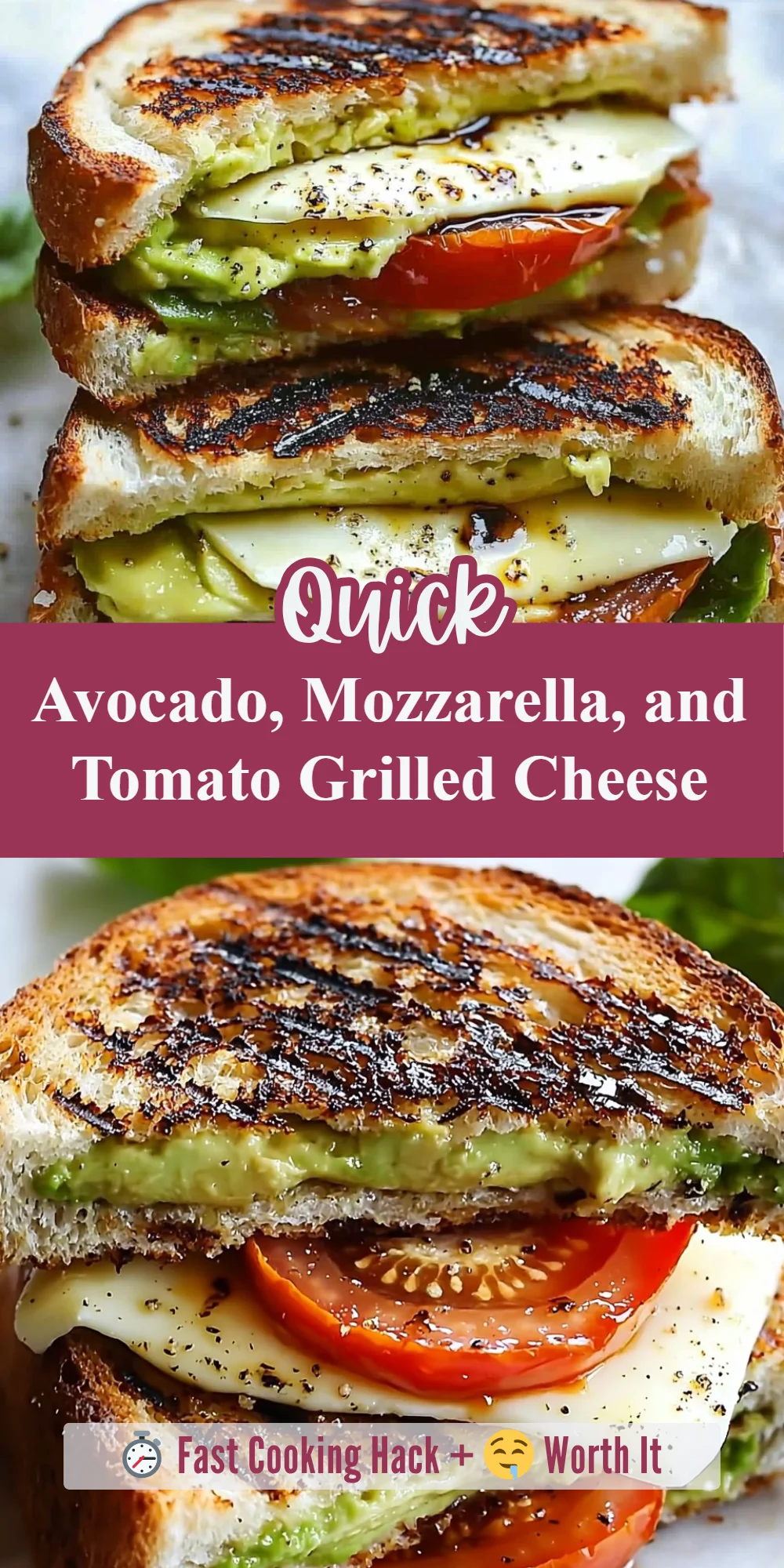 Avocado, Mozzarella, and Tomato Grilled Cheese