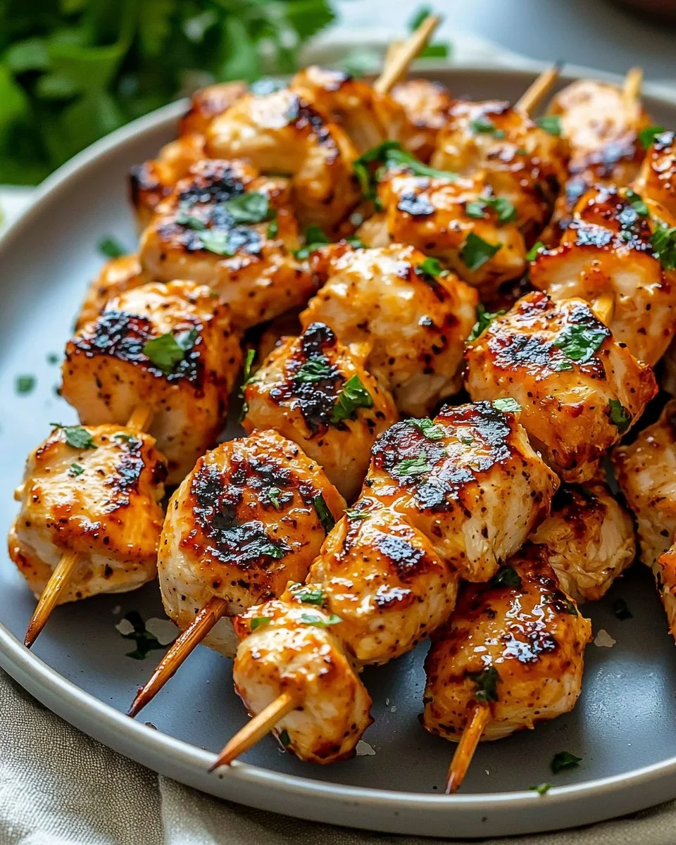 Delicious Bang Bang Chicken Skewers ready to serve