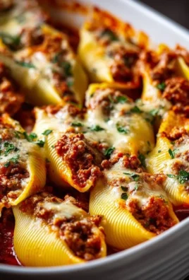 Delicious beef stuffed shells filled with savory meat and cheese