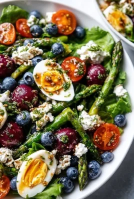 Easter Spring Salad with Goat Cheese and colorful vegetables