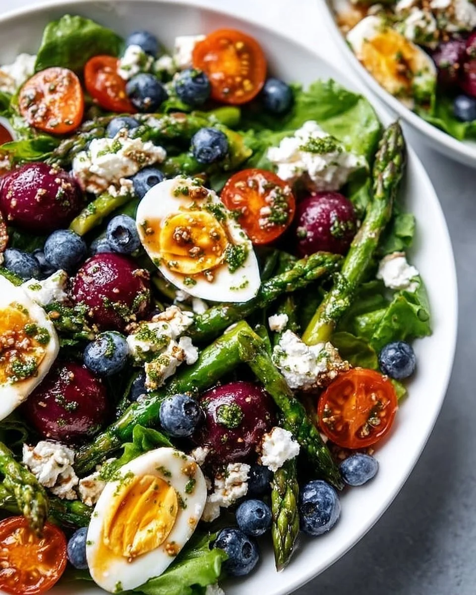Easter Spring Salad with Goat Cheese and colorful vegetables