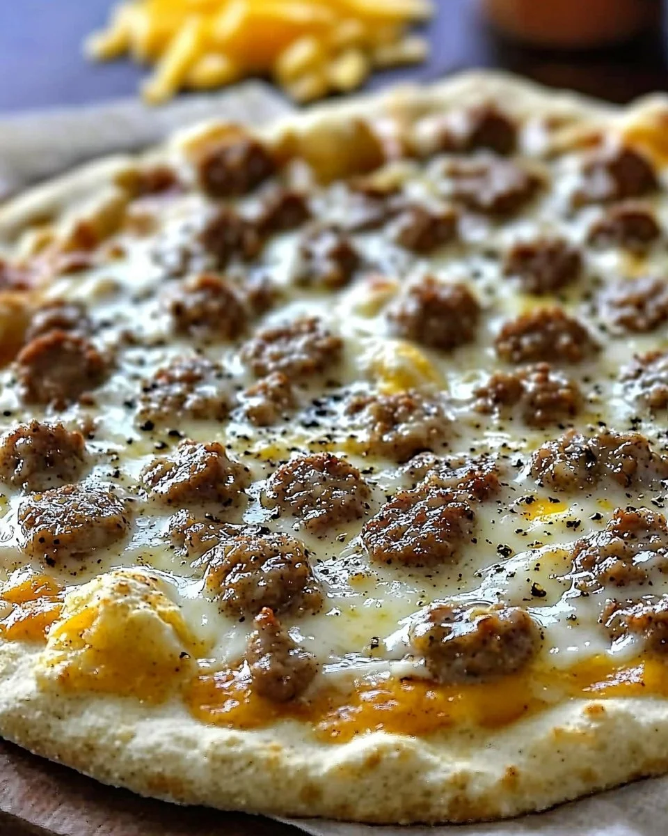 Biscuits and Sausage Gravy Breakfast Pizza