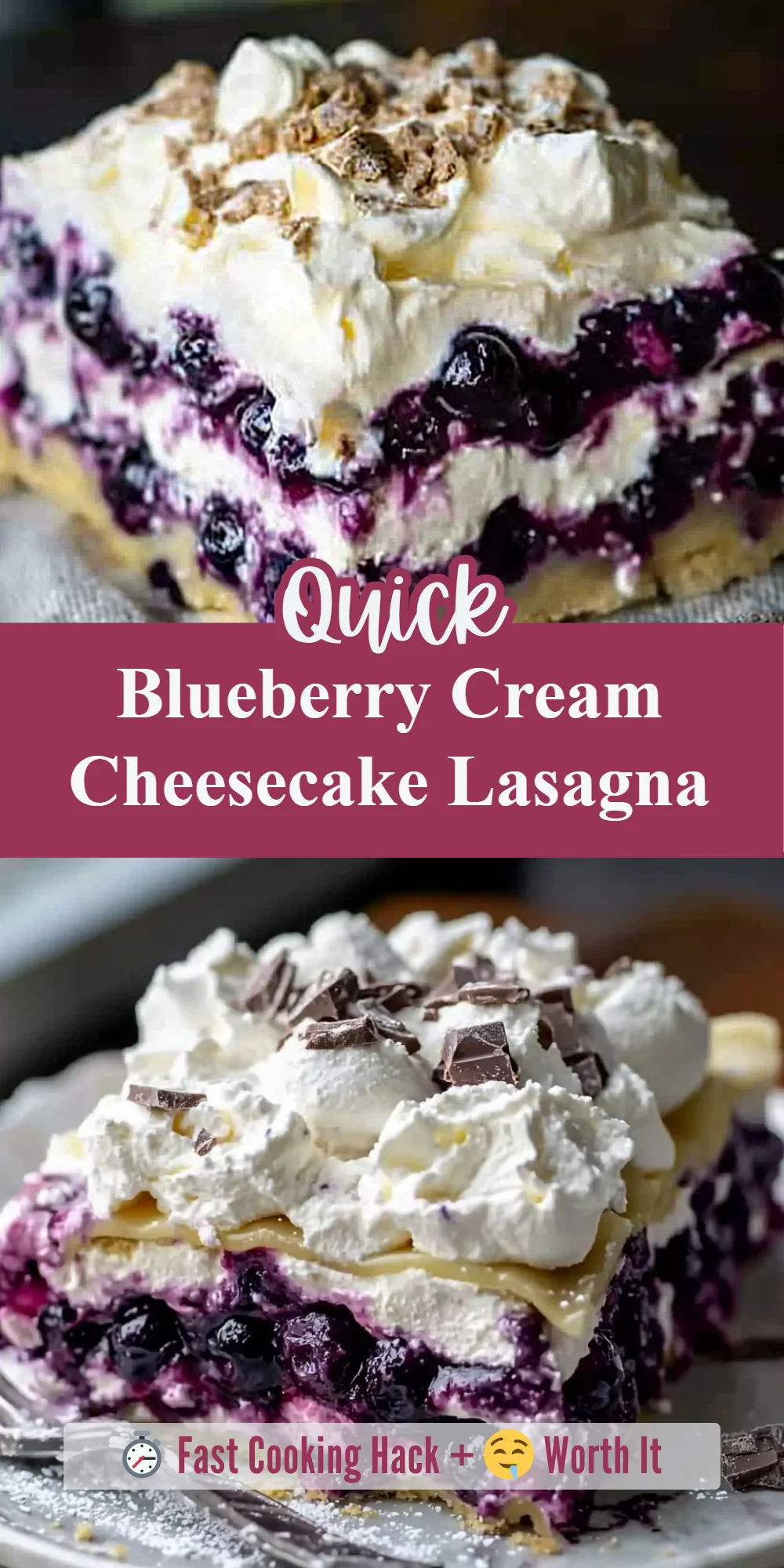 Blueberry Cream Cheesecake Lasagna