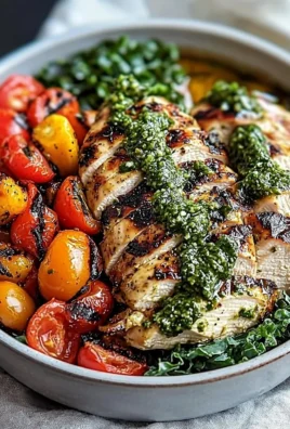 Chimichurri Grilled Chicken Bowl with fresh vegetables and vibrant green sauce