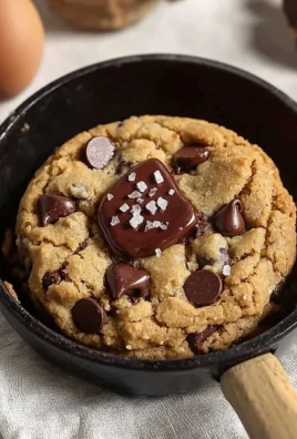 Delicious chocolate chip skillet cookie baked in a cast iron skillet