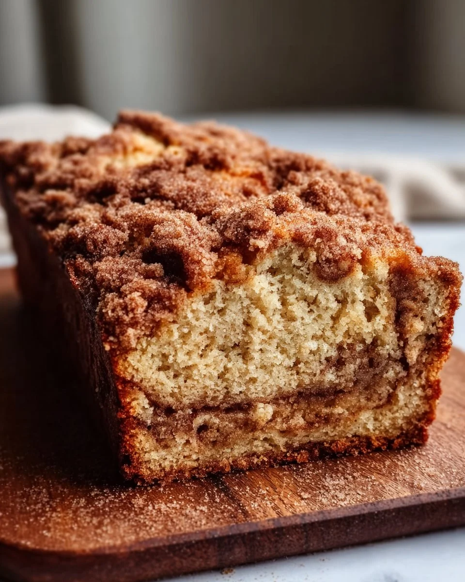 Delicious Cinnamon Crumb Banana Bread with a cozy topping