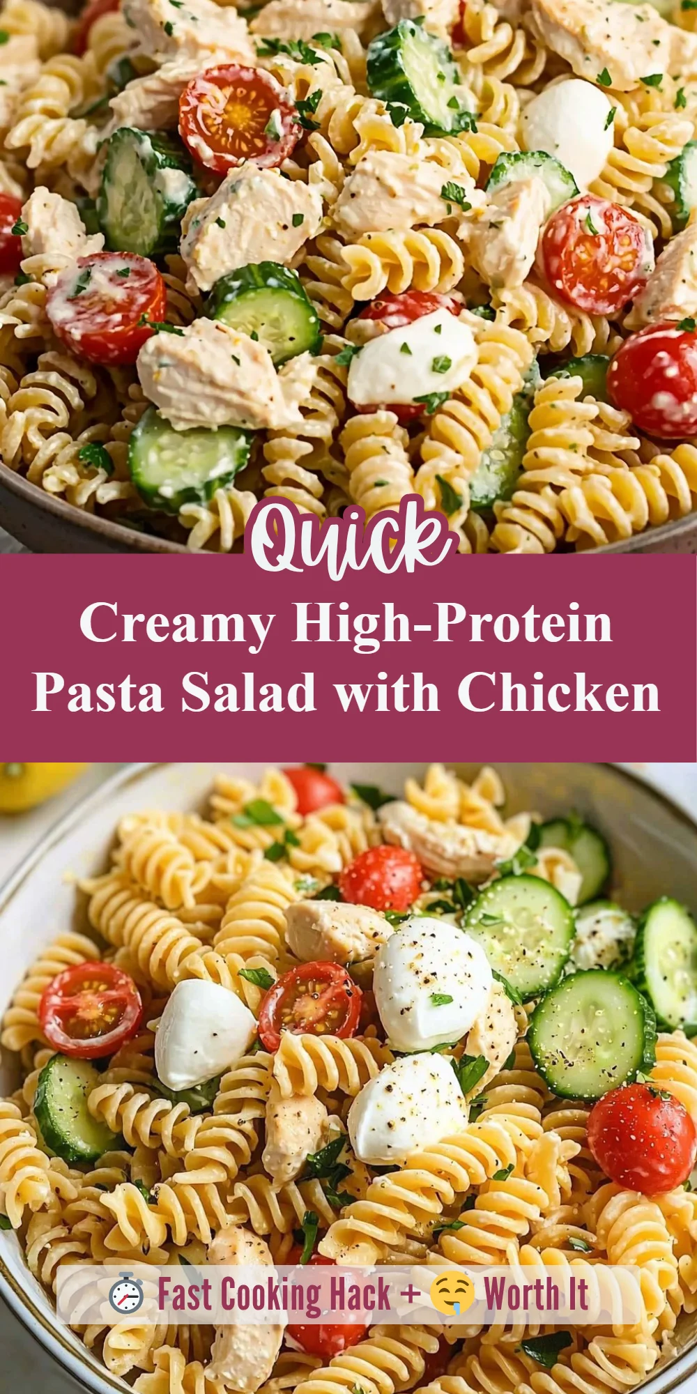 Creamy High-Protein Pasta Salad with Chicken