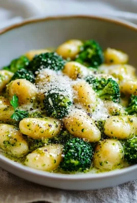 Creamy lemon pesto gnocchi with broccoli served in a bowl