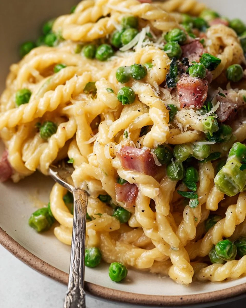 Creamy Pea and Pancetta Pasta