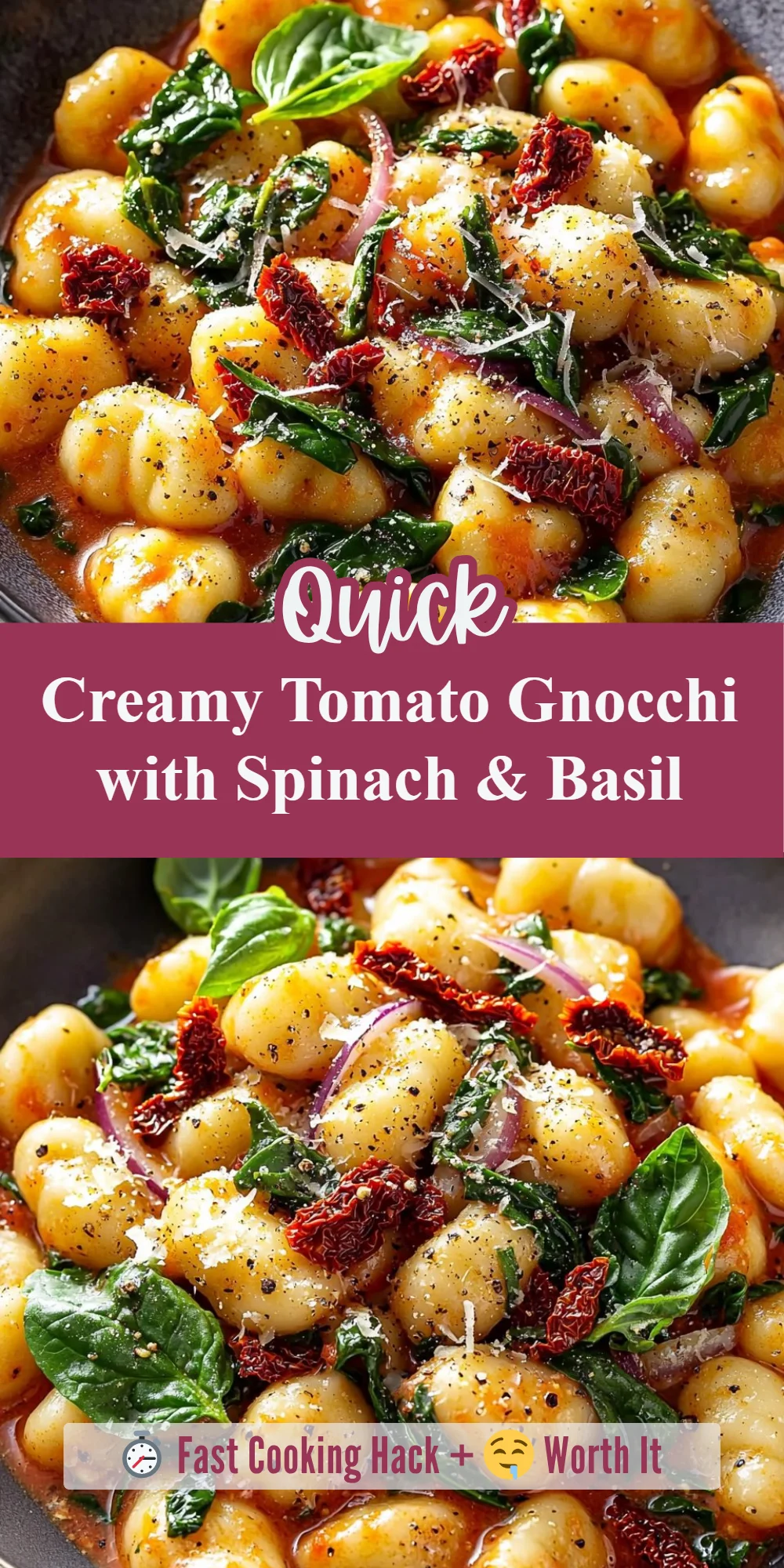 Creamy Tomato Gnocchi with Spinach & Basil