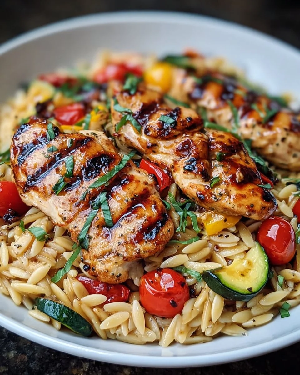 Easy Balsamic Chicken & Veggie Orzo