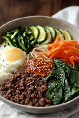 Delicious easy bibimbap with ground beef and assorted vegetables