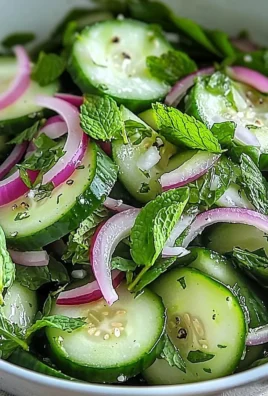 Delicious cucumber and mint salad in a bowl, perfect for summer meals.