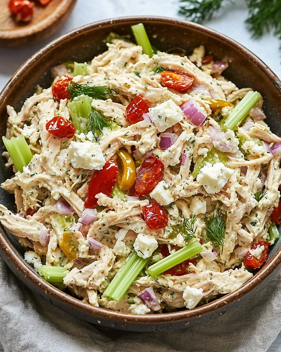 Easy High Protein Feta Chicken Salad