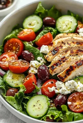 Fresh Greek Salad with Chicken featuring colorful vegetables and feta cheese