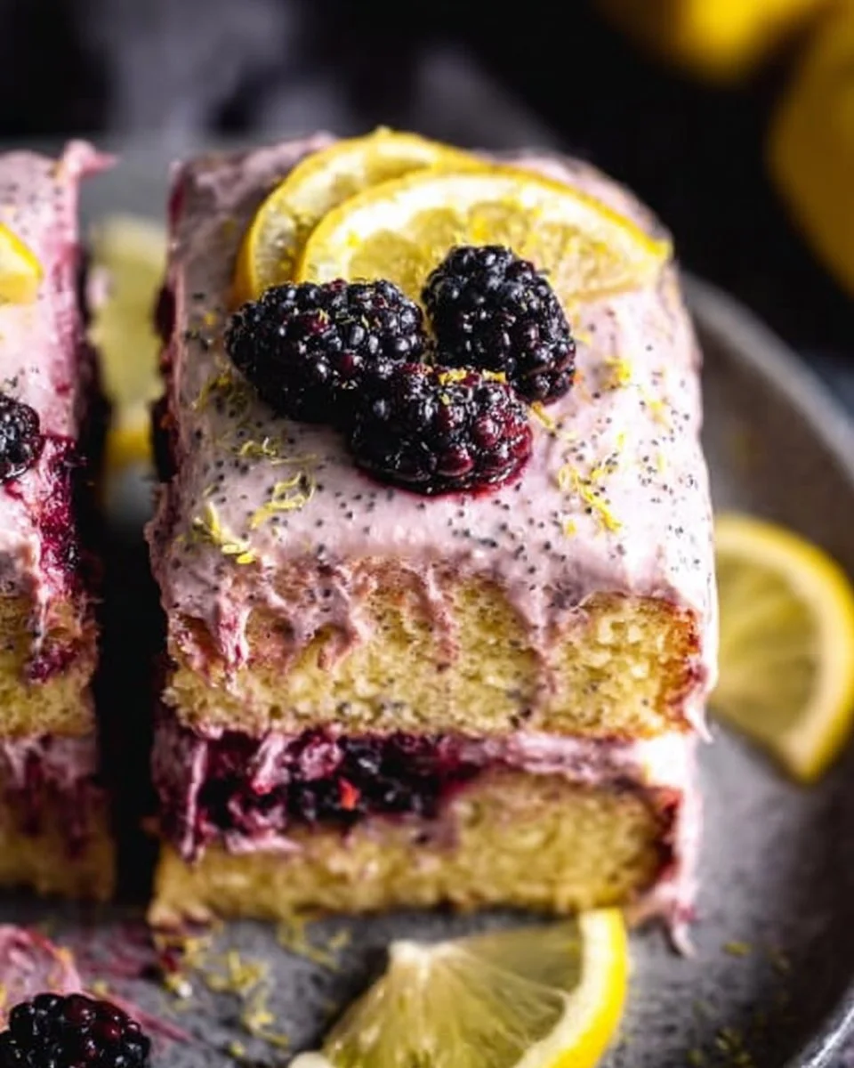 Gluten Free Lemon Poppy Seed Blackberry Cake
