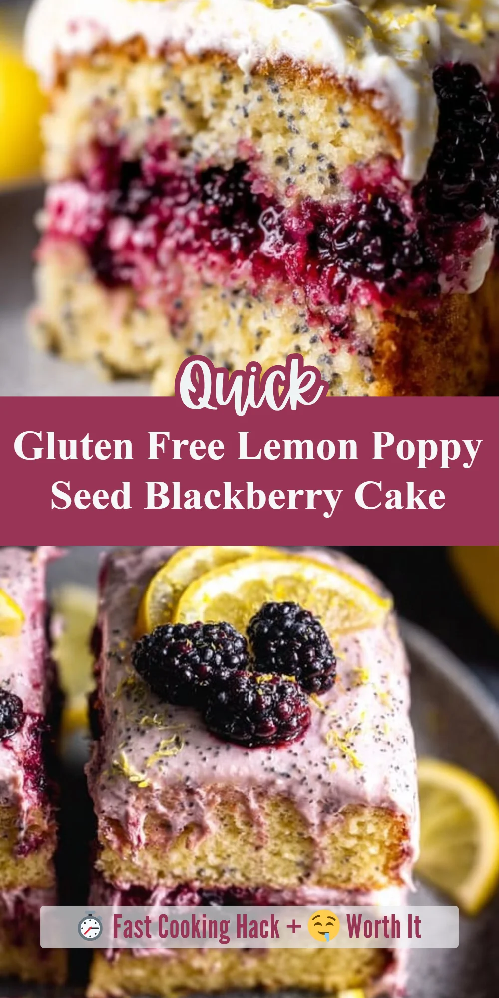 Gluten Free Lemon Poppy Seed Blackberry Cake