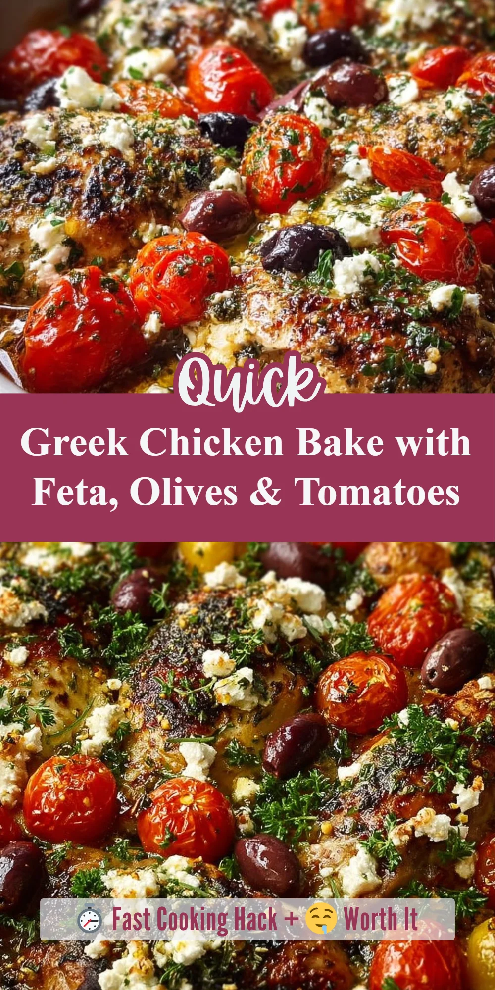 Greek Chicken Bake with Feta, Olives & Tomatoes