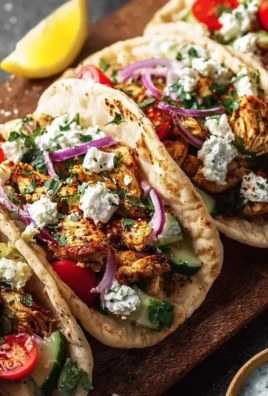 Healthy Mediterranean Chicken Tacos with fresh vegetables and herbs