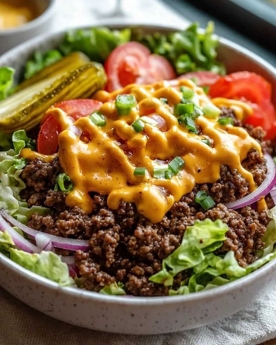 High-protein cheeseburger bowls ready for meal prep, low-carb and nutritious.