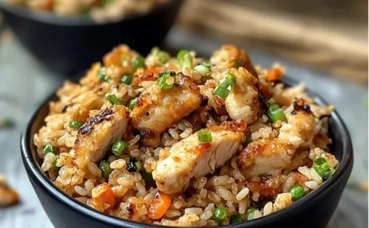 High Protein Crispy Garlic Chicken Fried Rice