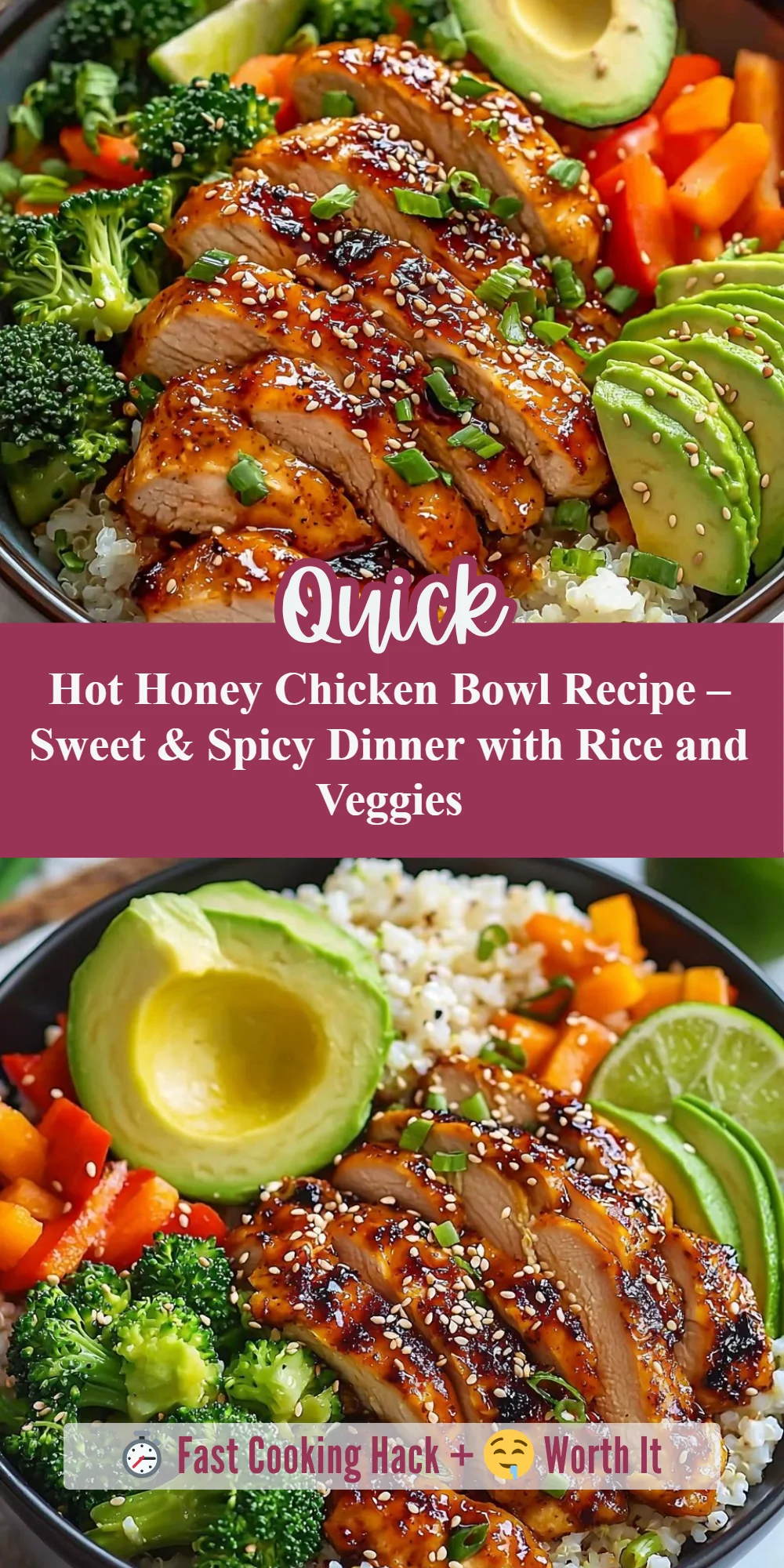 Hot Honey Chicken Bowl Recipe – Sweet & Spicy Dinner with Rice and Veggies