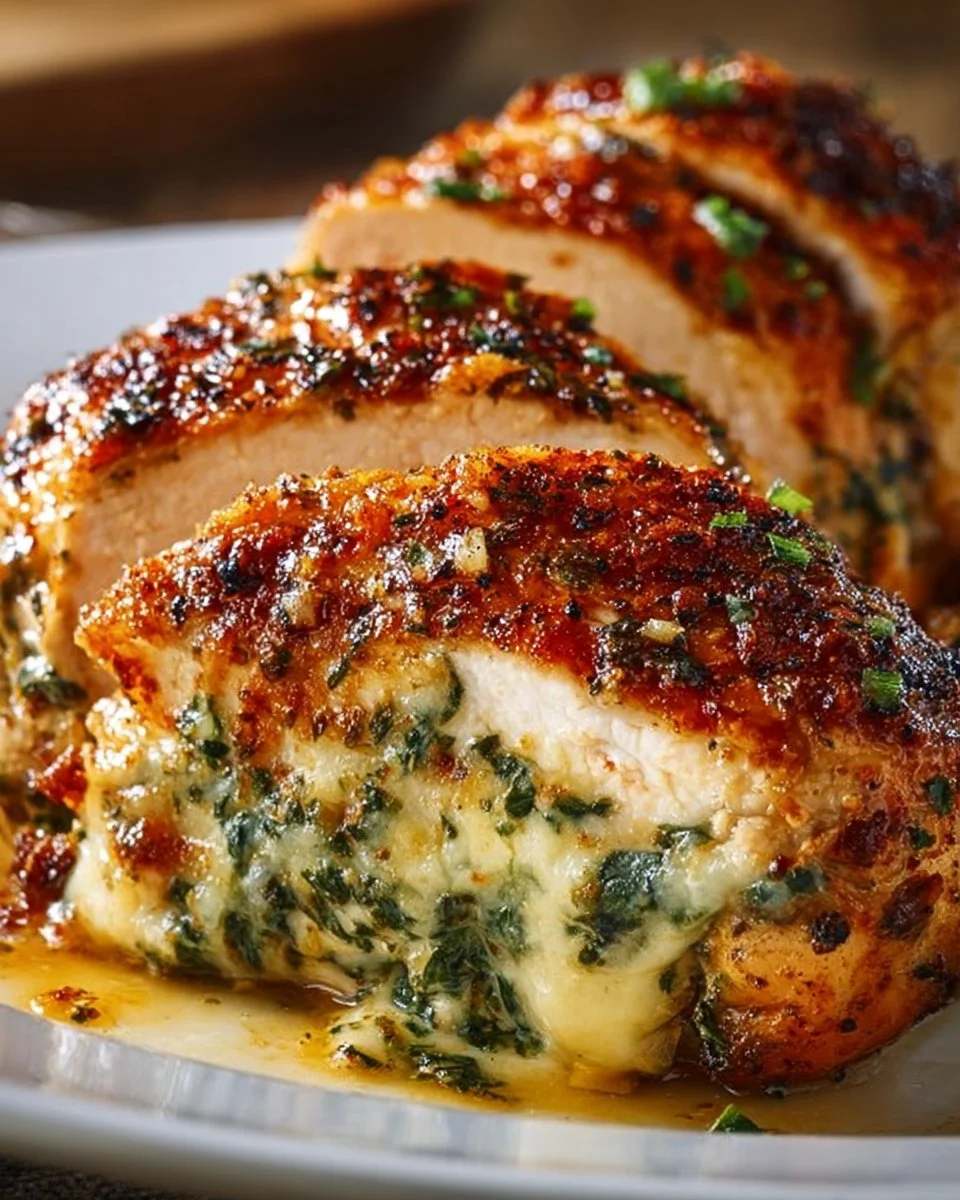 Ruth's Chris stuffed chicken cooked to perfection with flavorful stuffing