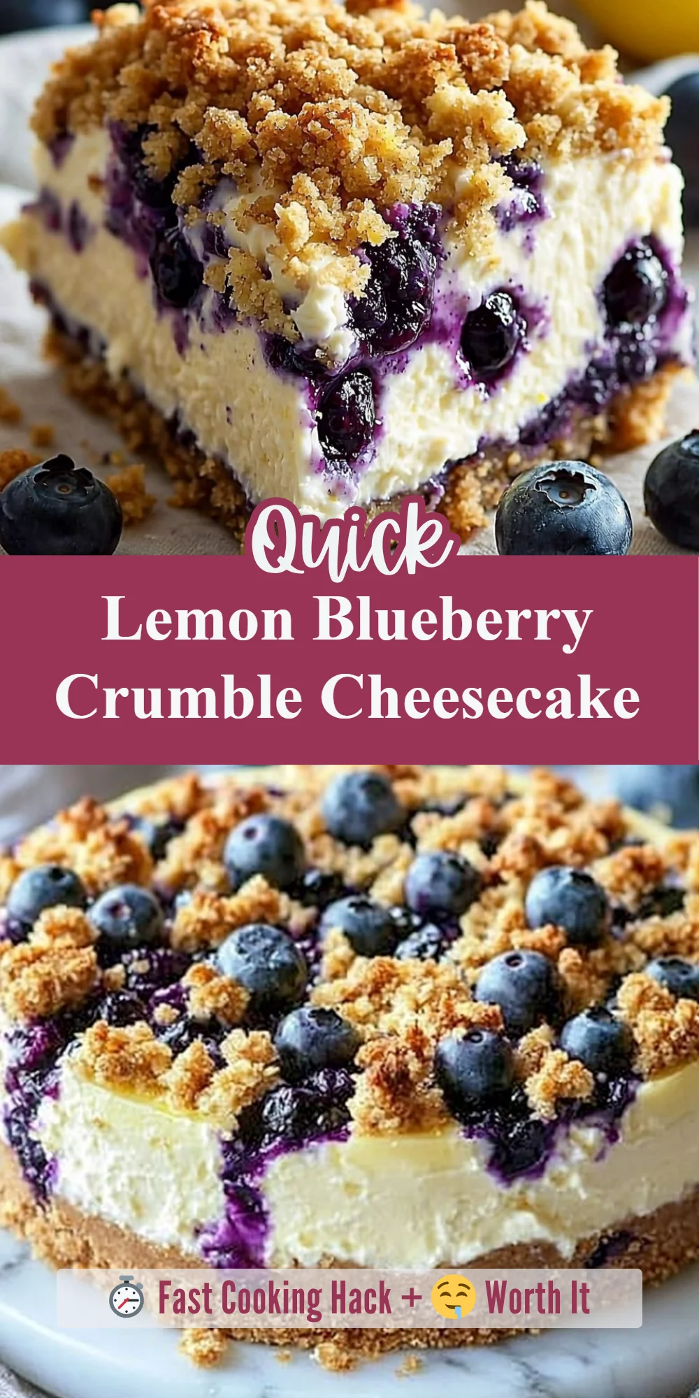 Lemon Blueberry Crumble Cheesecake