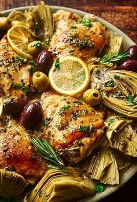 Lemon Chicken with Artichokes and Olives served on a plate