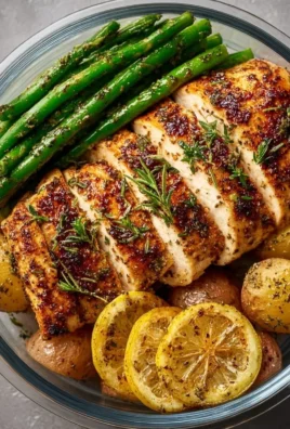 Delicious Lemon Garlic Chicken meal prep in meal containers for healthy eating