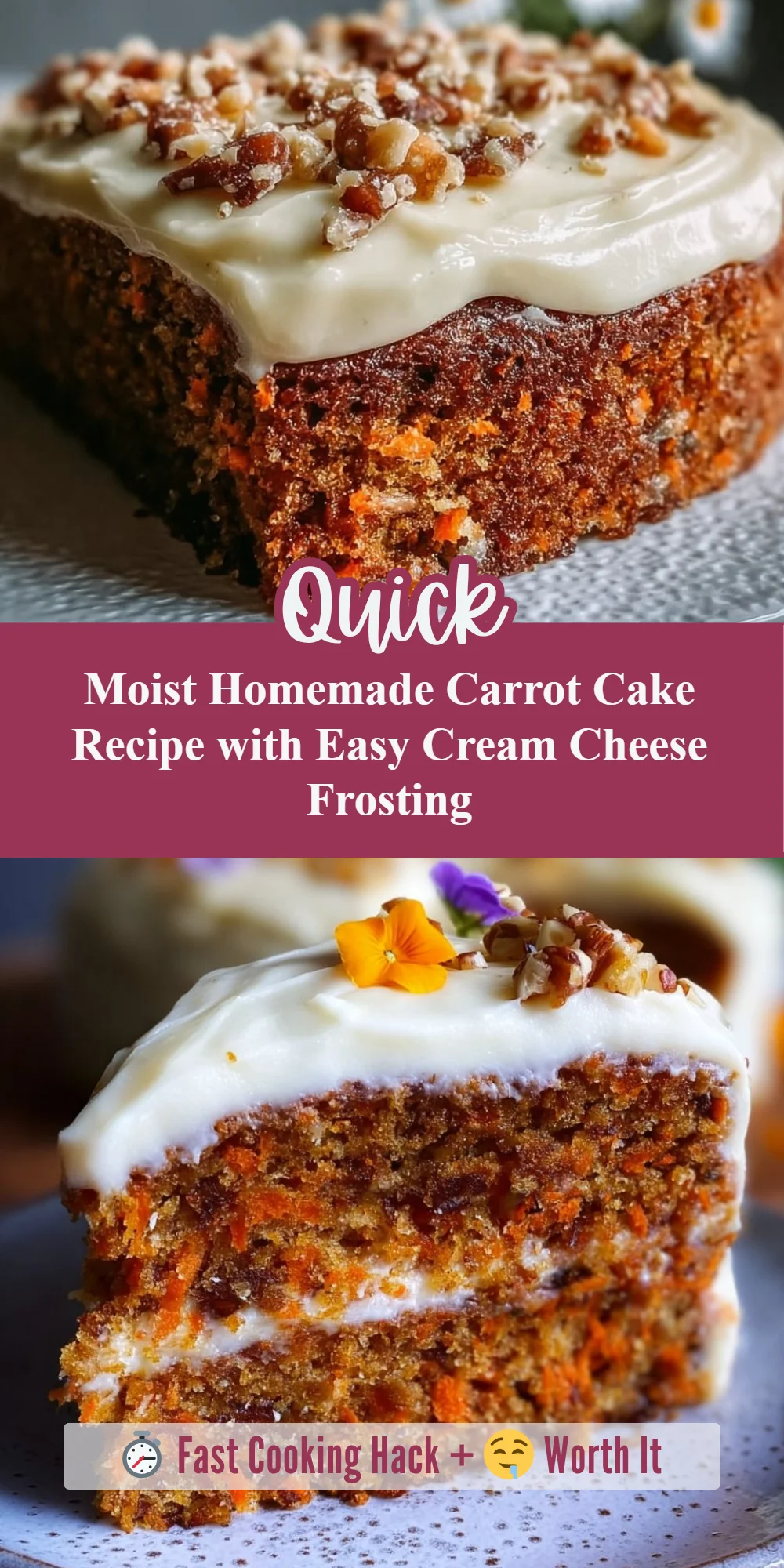 Moist Homemade Carrot Cake Recipe with Easy Cream Cheese Frosting