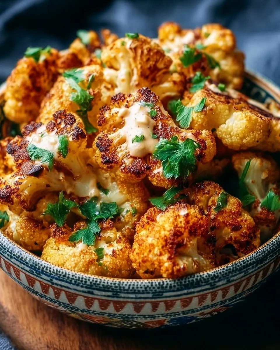 Delicious Moroccan Cauliflower drizzled with Tahini and Honey