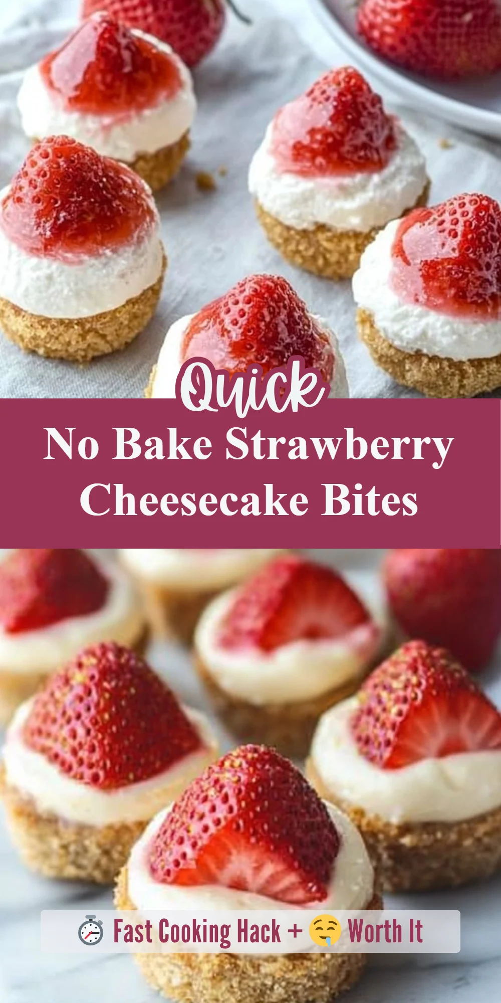No Bake Strawberry Cheesecake Bites