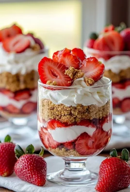 Delicious no-bake strawberry cheesecake parfaits in serving glasses