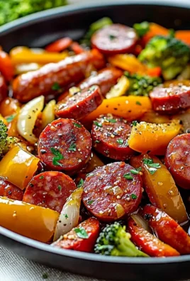 One-Pan Honey Garlic Kielbasa with colorful vegetables