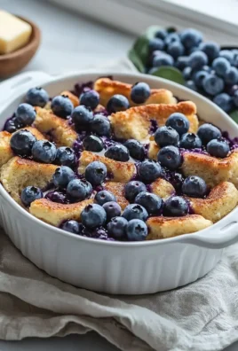 Delicious Blueberry French Toast Casserole served in a baking dish