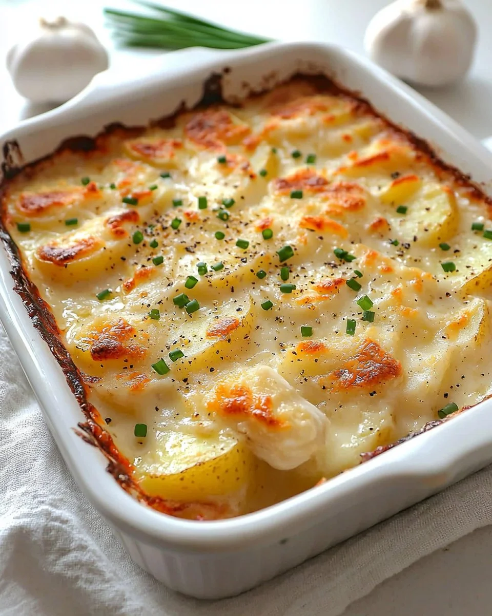 Roasted Garlic Potatoes Gratin