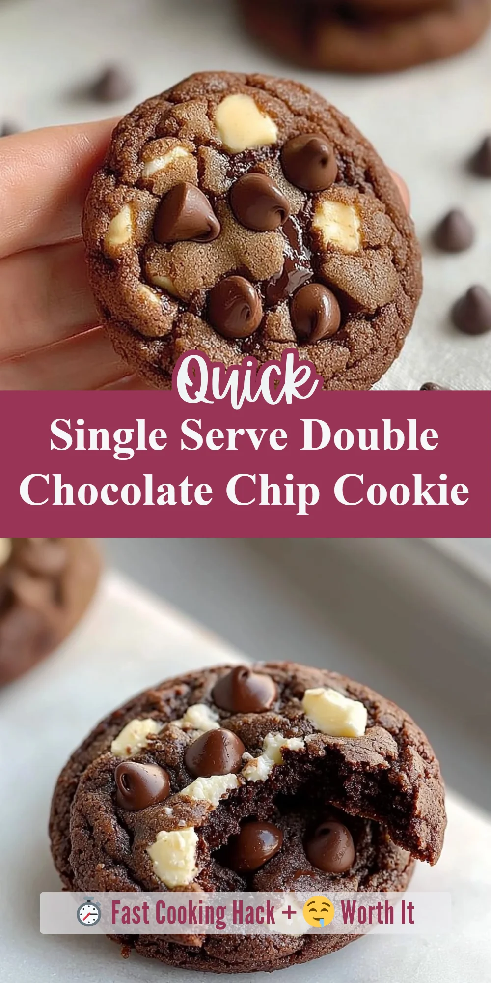 Single Serve Double Chocolate Chip Cookie