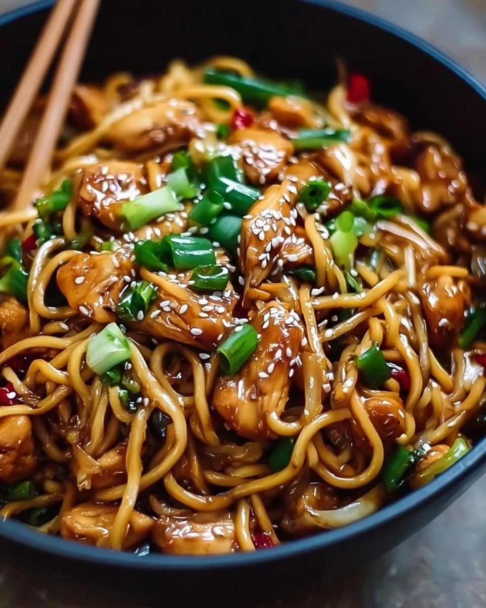 Sticky Garlic Chicken Noodles