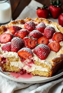 Delicious strawberry cheesecake dump cake topped with fresh strawberries.