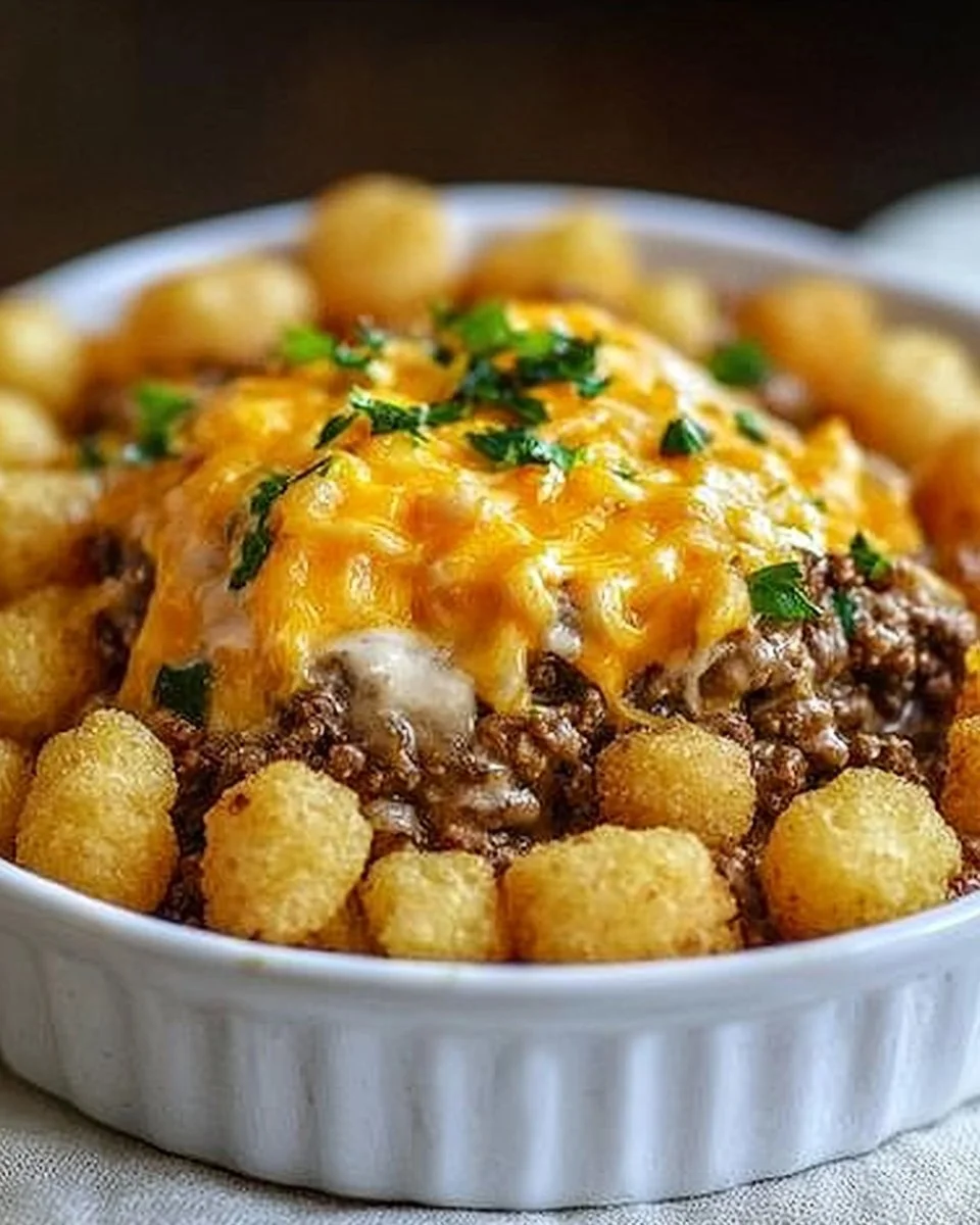 Tater Tot Casserole with Ground Beef