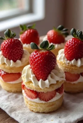 Valentine Mini Strawberry Shortcakes garnished with fresh strawberries and whipped cream