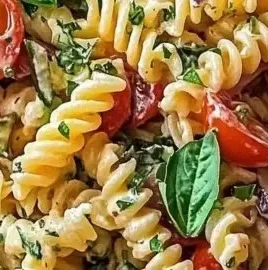 Bowl of addictive Crack Pasta Salad with fresh vegetables and dressing