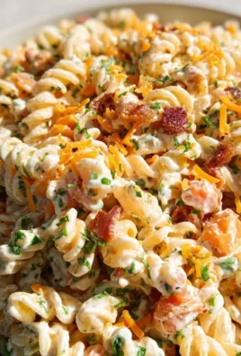Bacon Ranch Pasta Salad with crispy bacon and ranch dressing in a bowl