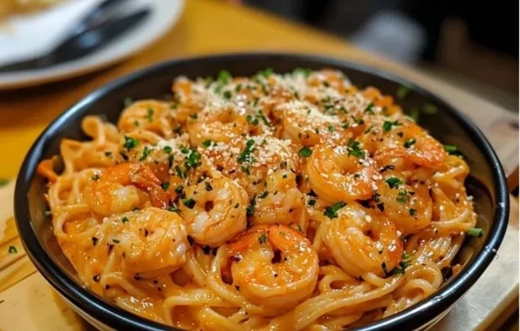 Delicious Bang Bang Shrimp Pasta served in a bowl