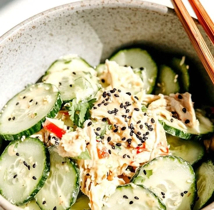 California Roll Cucumber Salad with fresh ingredients and sushi flavors