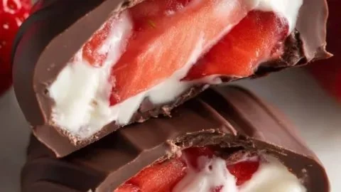 Delicious chocolate strawberry yogurt clusters ready for a tasty treat.