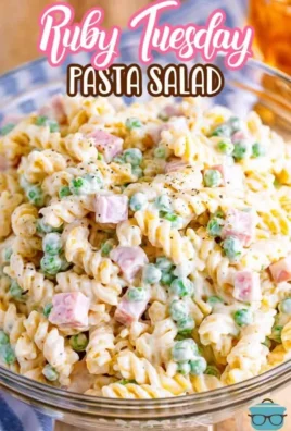 Delicious Copycat Ruby Tuesday Pasta Salad served in a bowl