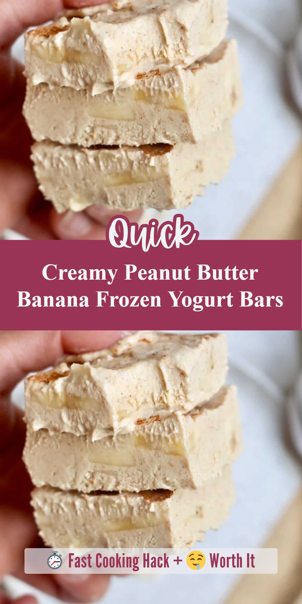 Creamy Peanut Butter Banana Frozen Yogurt Bars